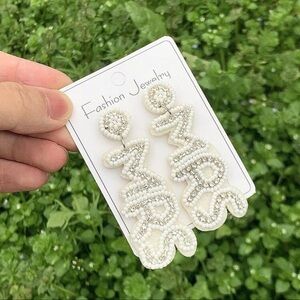 MRS statement earrings • bachelorette party wedding engagement jewelry white